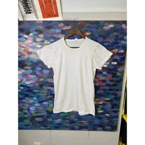 Vintage 70s Carters White Cotton T-Shirt Made in USA Size 20 Chest 35-36